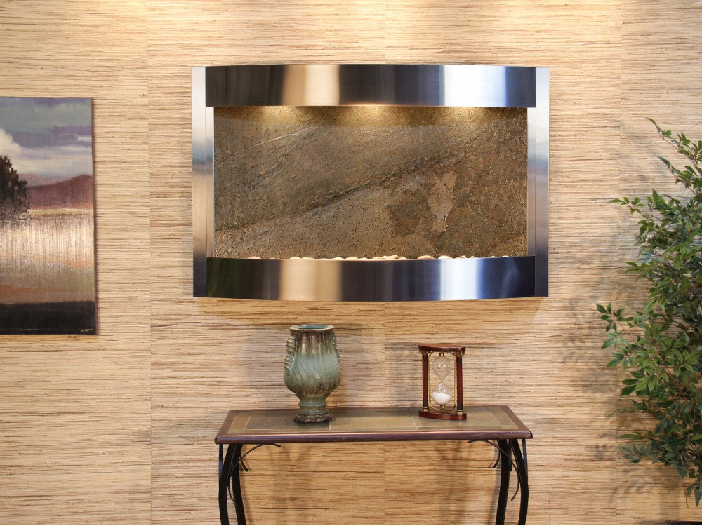 CalmingWaters-GreenFeatherStone-StainlessSteel-White