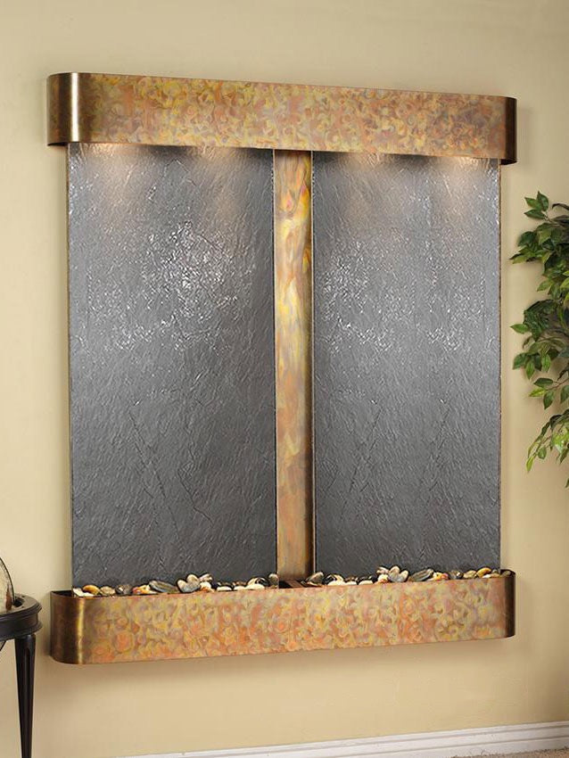 Cottonwood Falls - Black FeatherStone - Rustic Copper - Rounded - White