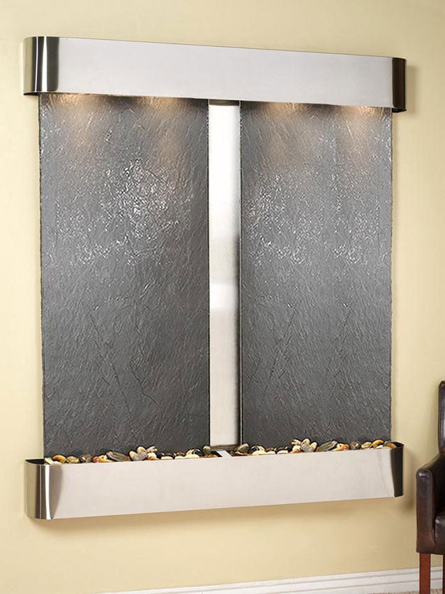 Cottonwood Falls - Black FeatherStone - Stainless Steel - Rounded - White