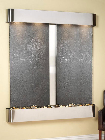Cottonwood Falls - Black FeatherStone - Stainless Steel - Rounded - White
