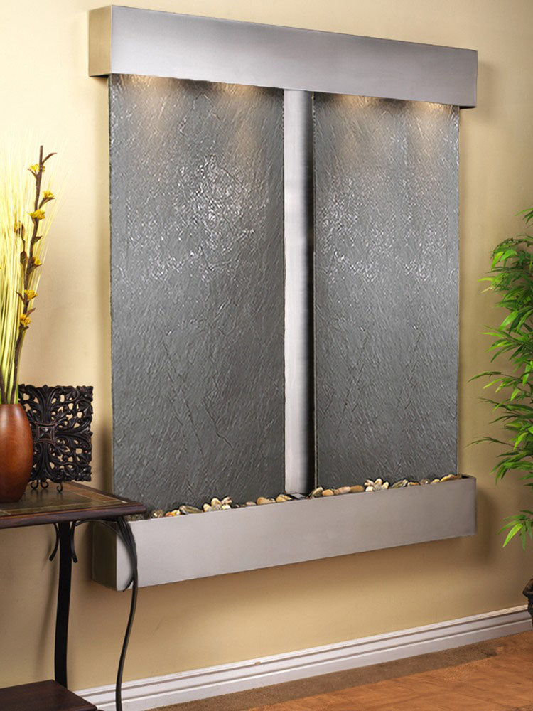 Cottonwood Falls - Black FeatherStone - Stainless Steel - Squared - White