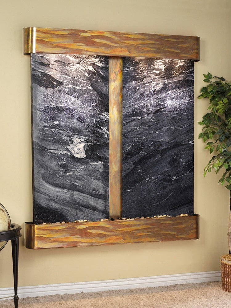 Cottonwood Falls - Black Spider Marble - Rustic Copper - Rounded - White