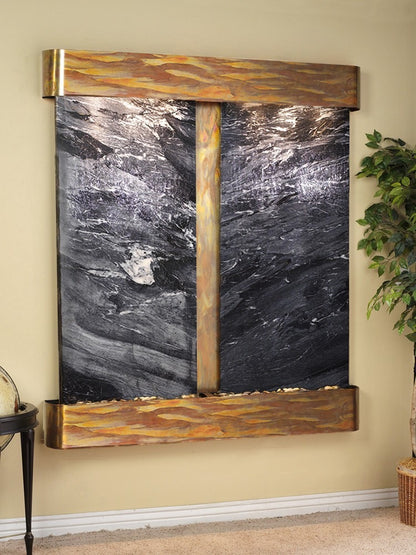 Cottonwood Falls - Black Spider Marble - Rustic Copper - Rounded - White