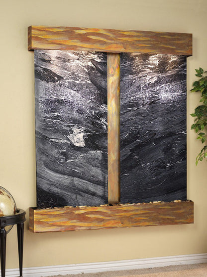 Cottonwood Falls - Black Spider Marble - Rustic Copper - Squared - White