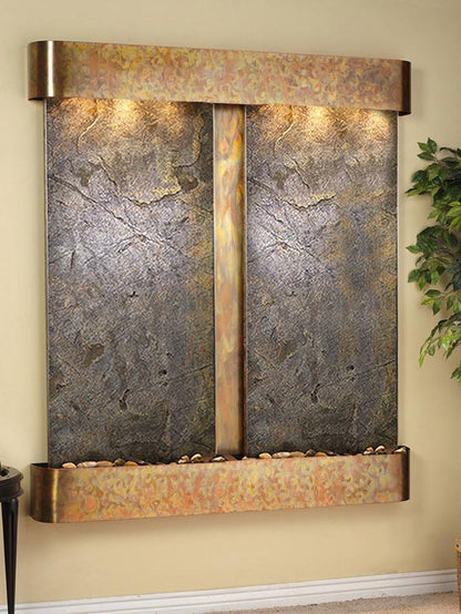 Cottonwood Falls - Green FeatherStone - Rustic Copper - Rounded - White