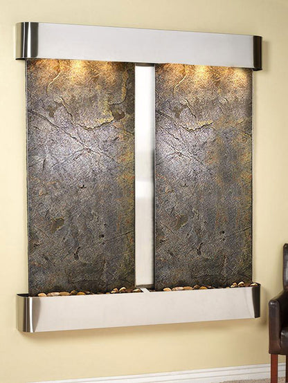 Cottonwood Falls - Green FeatherStone - Stainless Steel - Rounded - White