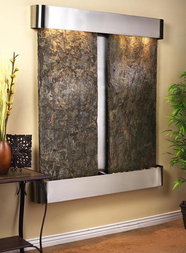 Cottonwood Falls - Green Slate - Stainless Steel - Rounded - White