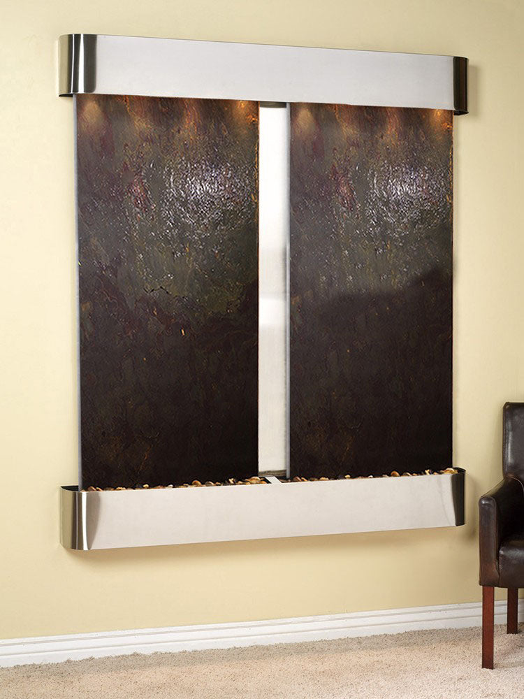 Cottonwood Falls - Multi-Color FeatherStone - Stainless Steel - Rounded - White