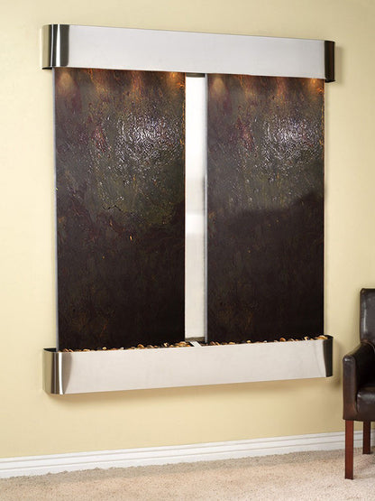 Cottonwood Falls - Multi-Color FeatherStone - Stainless Steel - Rounded - White