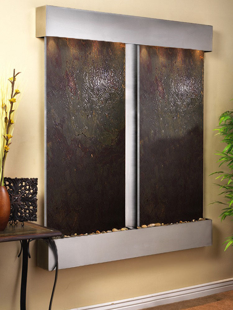 Cottonwood Falls - Multi-Color FeatherStone - Stainless Steel - Squared - White