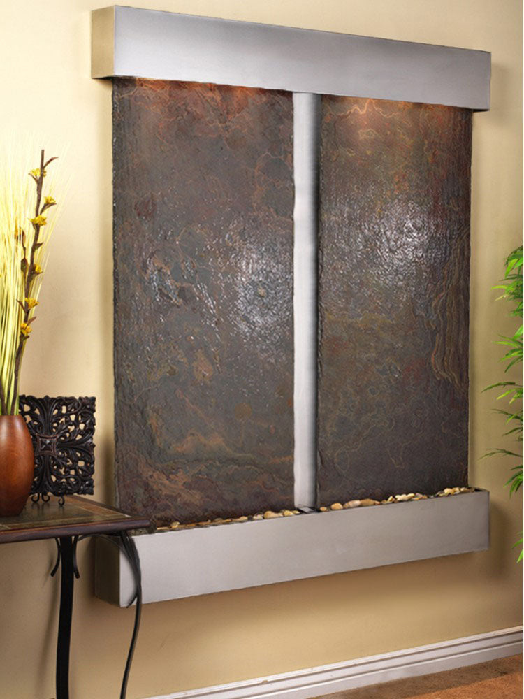 Cottonwood Falls - Multi-Color Slate - Stainless Steel - Squared - White