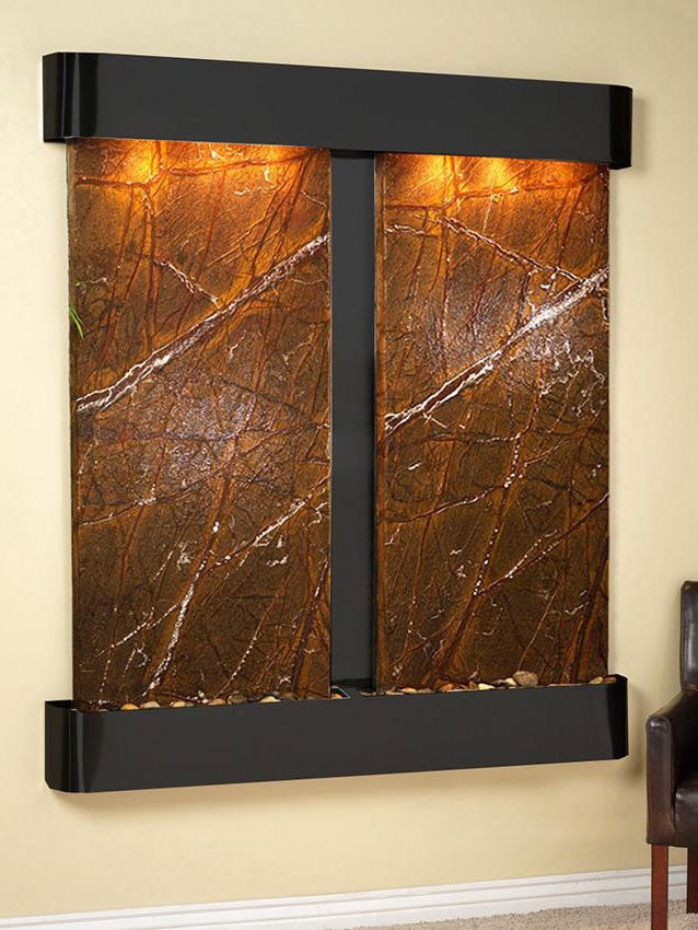 Cottonwood Falls - Rainforest Brown Marble - Blackened Copper - Rounded - White