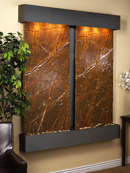 Cottonwood Falls - Rainforest Brown Marble - Blackened Copper - Squared - White