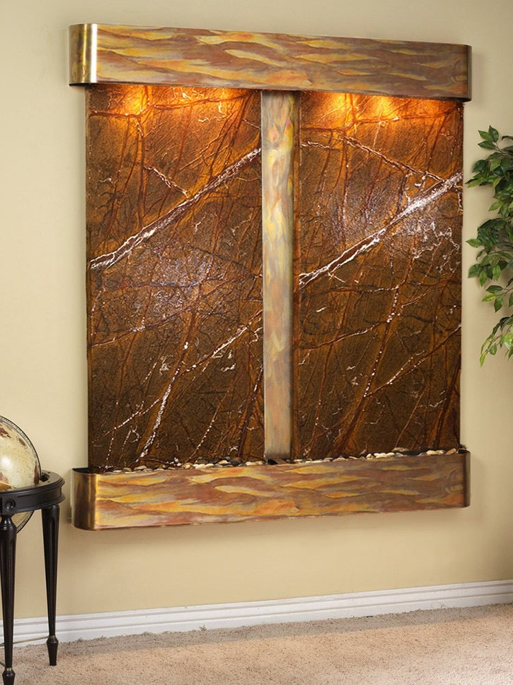 Cottonwood Falls - Rainforest Brown Marble - Rustic Copper - Rounded - White
