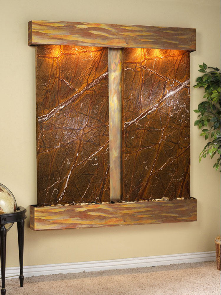 Cottonwood Falls - Rainforest Brown Marble - Rustic Copper - Squared - White
