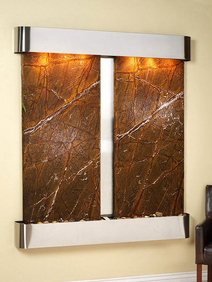 Cottonwood Falls - Rainforest Brown Marble - Stainless Steel - Rounded - White