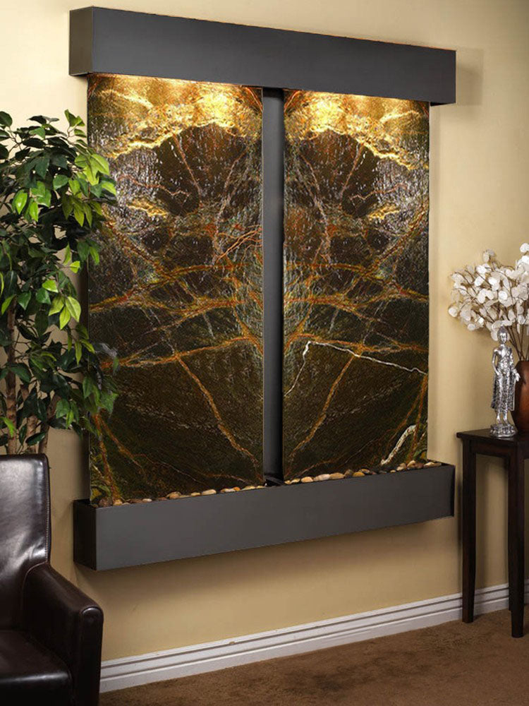 Cottonwood Falls - Rainforest Green Marble - Blackened Copper - Squared - White