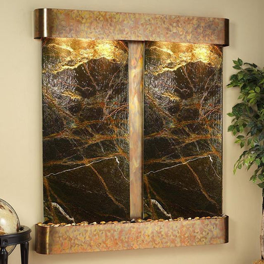Cottonwood Falls - Rainforest Green Marble - Rustic Copper - Rounded - White