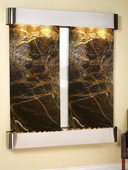 Cottonwood Falls - Rainforest Green Marble - Stainless Steel - Rounded - White