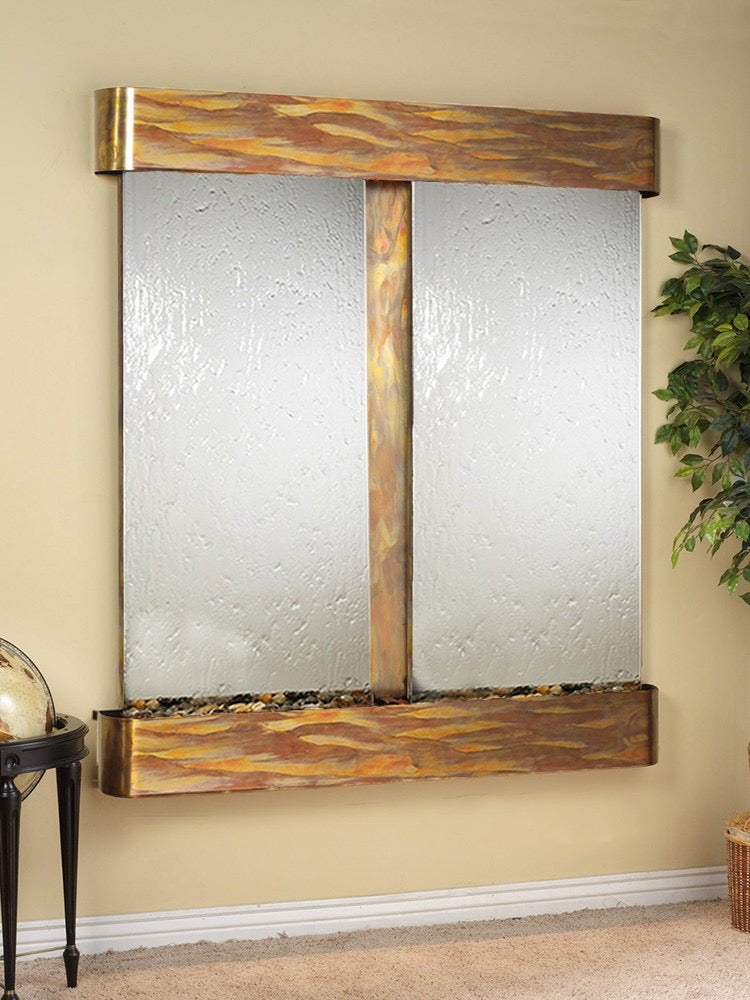 Cottonwood Falls - Silver Mirror - Rustic Copper - Rounded - White