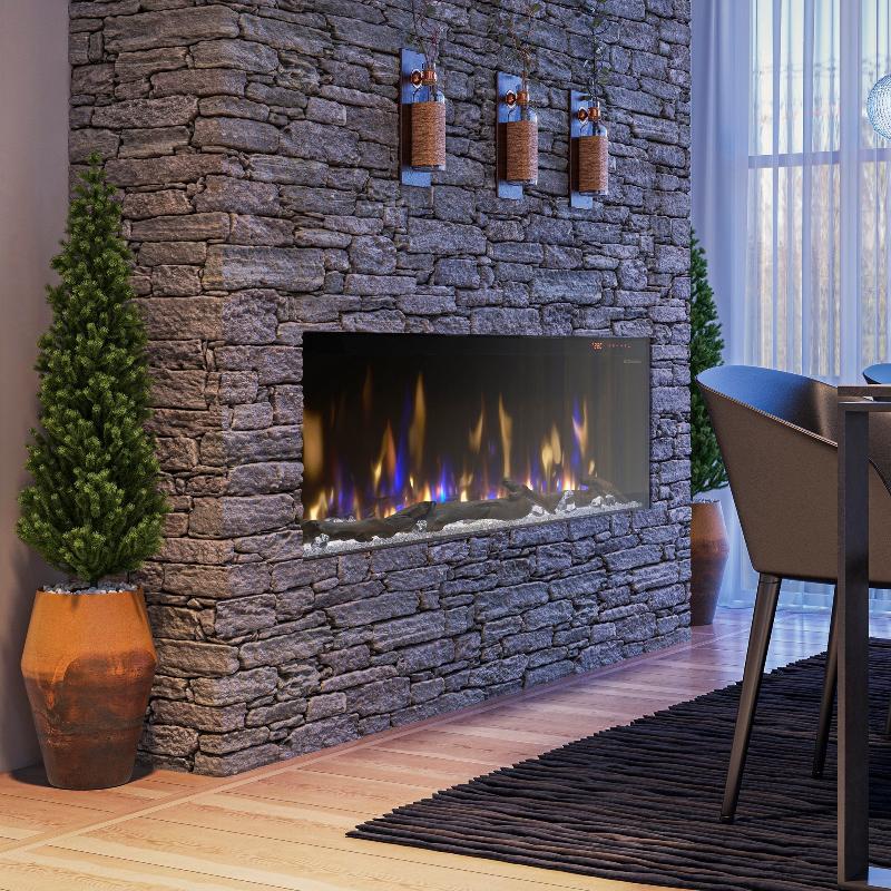 Dimplex Ignite Bold 60 Built-in Linear Electric Fireplace Dining Room