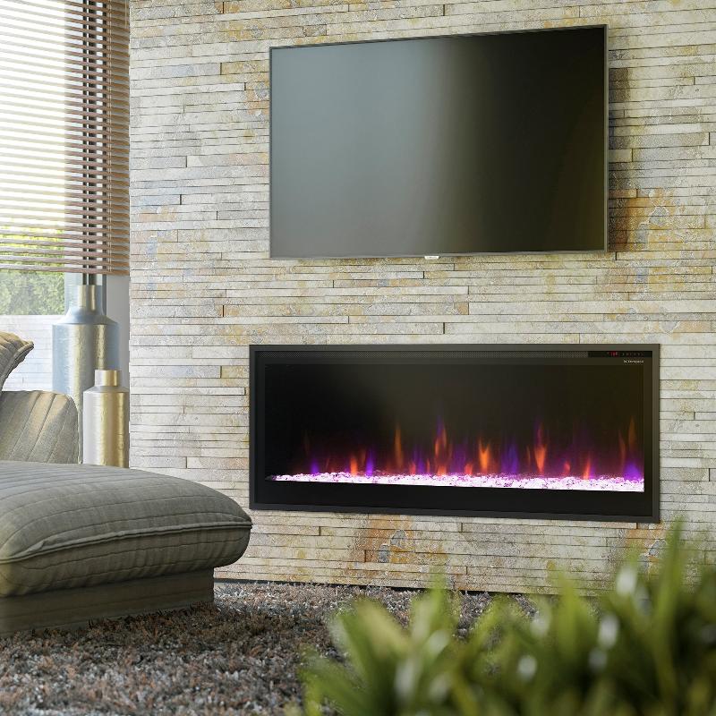 Dimplex Slim Linear 50 Built-in Linear Electric Fireplace Purple Flames Living Room