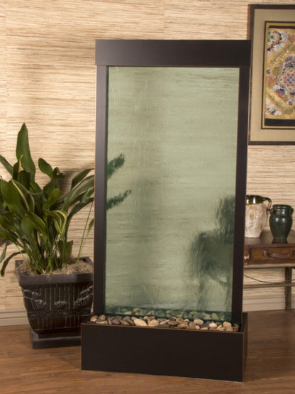 HarmonyRiver_CenteredInBase_-GreenGlass-BlackenedCopper_multicoloredstones