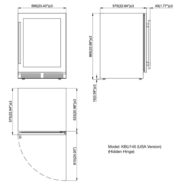Kingsbottle Dual Zone Wine Cooler Dimensions