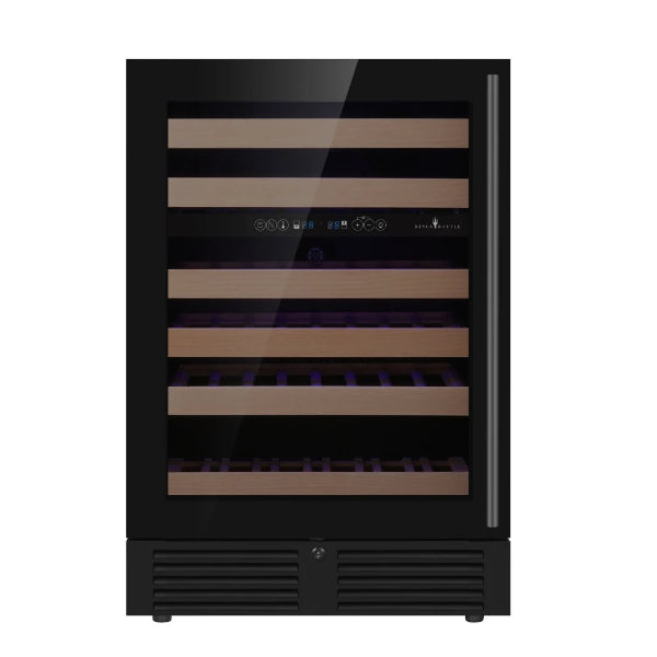 Kingsbottle Dual Zone Wine Cooler Left Hand Hinge Front View in Black