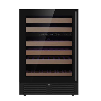 Kingsbottle Dual Zone Wine Cooler Left Hand Hinge Front View in Black