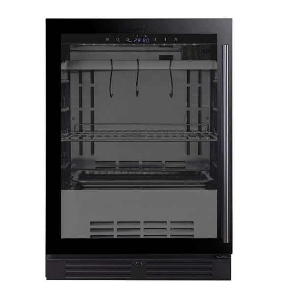 Kingsbottle Glass Door Under Counter Black Steak Ager Fridge Front View