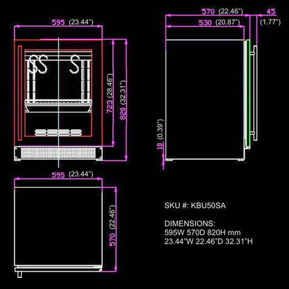 Kingsbottle Glass Door Under Counter Steak Ager Fridge Dimensions and SKU