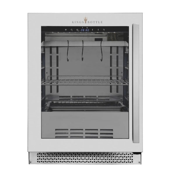 Kingsbottle Glass Door Under Counter Steak Ager Fridge with Stainless Steel Frame Front View