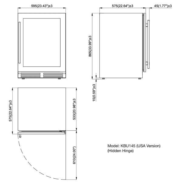 Kingsbottle Single Zone Wine Cooler Dimensions 