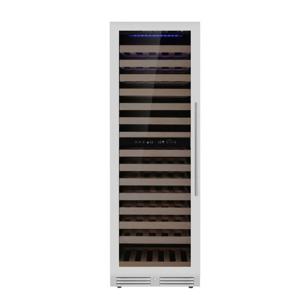 Kingsbottle Stainless Steel Tall Dual Zone Wine Cooler Left Hand Hinge Front View