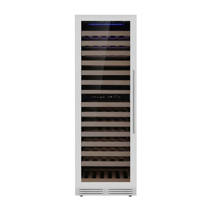 Kingsbottle Stainless Steel Tall Dual Zone Wine Cooler Left Hand Hinge Front View