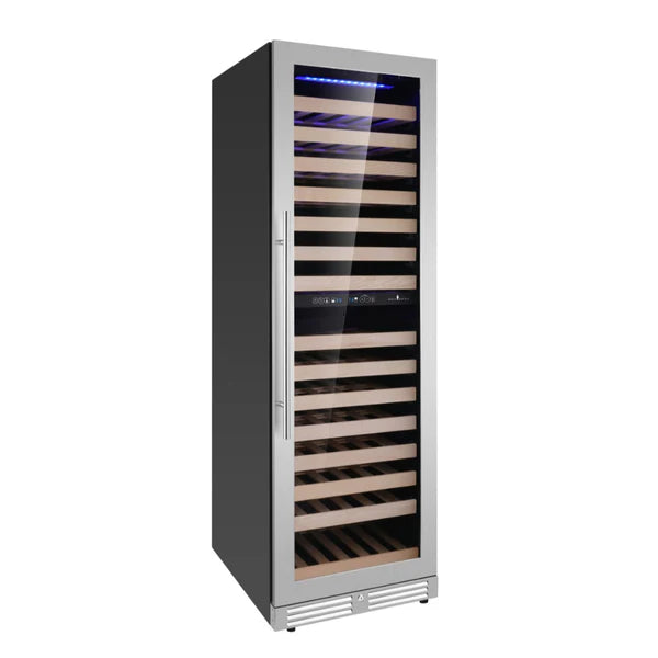 Kingsbottle Stainless Steel Tall Dual Zone Wine Cooler Right Hand Hinge Side View