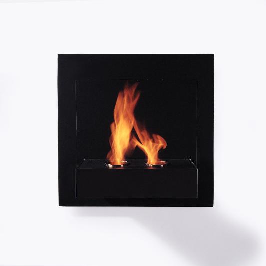 The Bioflame Pure Wall Mount Ethanol Fireplace in Black